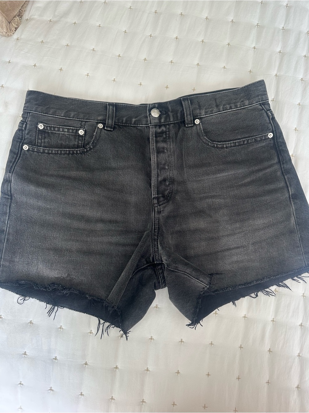 High-Rise Black Denim Cutoff Shorts